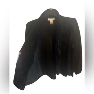 Connected Apparel Black Women's textured crushed velvet swing jacket